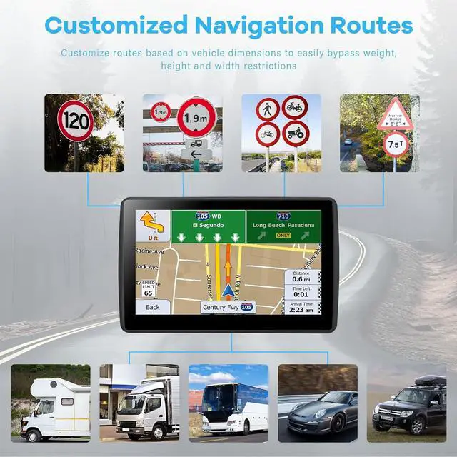 Alt view image 3 of 5 - 7'' GPS Navigator for Car Truck RV - Touchscreen Navigation System, 2025 North America Maps Free Lifetime Updates, Turn-by-Turn Voice Guidance, Speed & Red Light Warning, GPS Navigation for All Cars