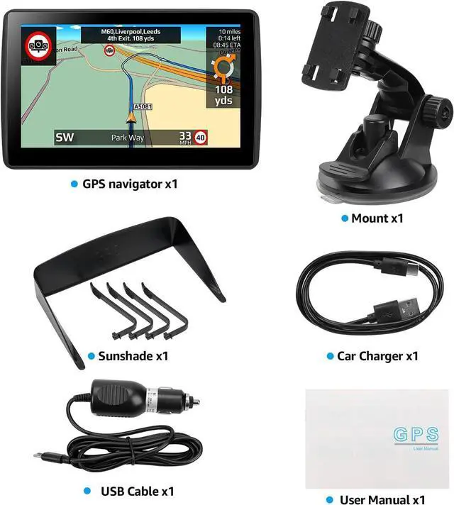 Alt view image 5 of 5 - 7'' GPS Navigator for Car Truck RV - Touchscreen Navigation System, 2025 North America Maps Free Lifetime Updates, Turn-by-Turn Voice Guidance, Speed & Red Light Warning, GPS Navigation for All Cars