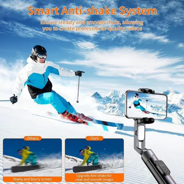 Alt view image 4 of 7 - 78.7" Selfie Stick Tripod for iPhone/Android, Auto Face Tracking Tripods with Light, Upgrade Strong Gimbal Stabilizer 360 Rotation with Remote for Content Creator Vlog Live StreamIing Video Record