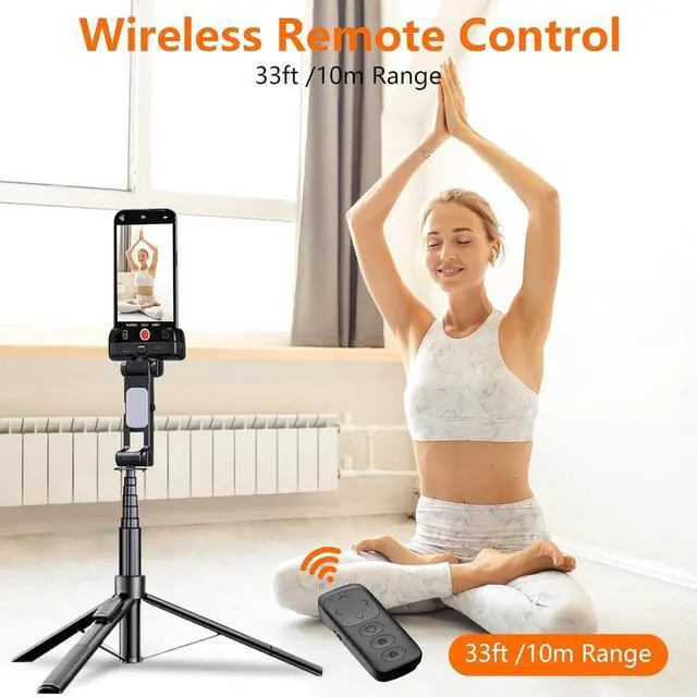 Alt view image 6 of 7 - 78.7" Selfie Stick Tripod for iPhone/Android, Auto Face Tracking Tripods with Light, Upgrade Strong Gimbal Stabilizer 360 Rotation with Remote for Content Creator Vlog Live StreamIing Video Record