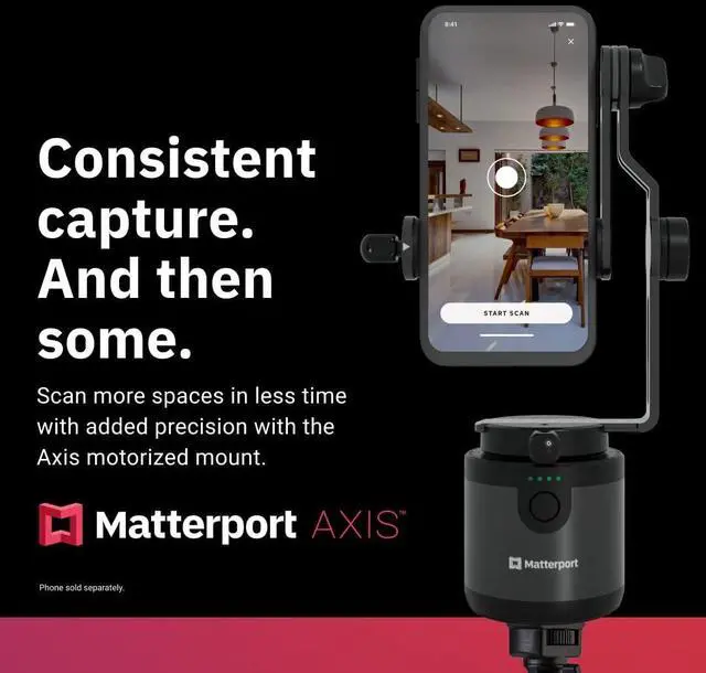 Alt view image 5 of 7 - Axis Gimbal Stabilizer for Smartphone Camera - Motorized Rotating Mount for Professional 3D 360 Photo Scans Includes Portable Tripod, Remote and 12 Month Starter Kit for 3D Model Scans