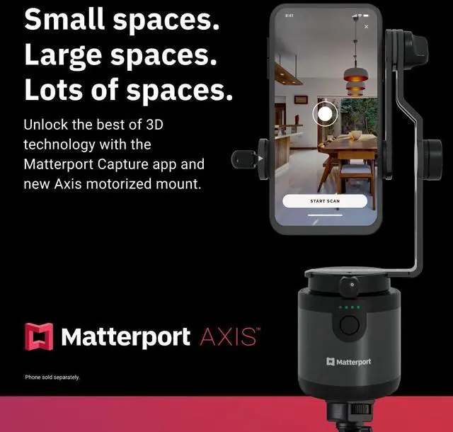 Alt view image 7 of 7 - Axis Gimbal Stabilizer for Smartphone Camera - Motorized Rotating Mount for Professional 3D 360 Photo Scans Includes Portable Tripod, Remote and 12 Month Starter Kit for 3D Model Scans