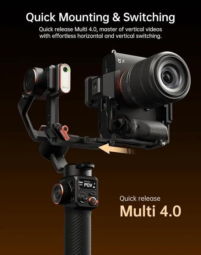 Alt view image 4 of 7 - iSteady MT2 Kit Gimbal Stabilizer for Camera, 3-Axis Gimbal for Mirrorless/Pocket/Action Camera/Smartphone, AI Tracker, Magnetic Fill Light Stabilizer, Available for Canon/Nikon/Sony