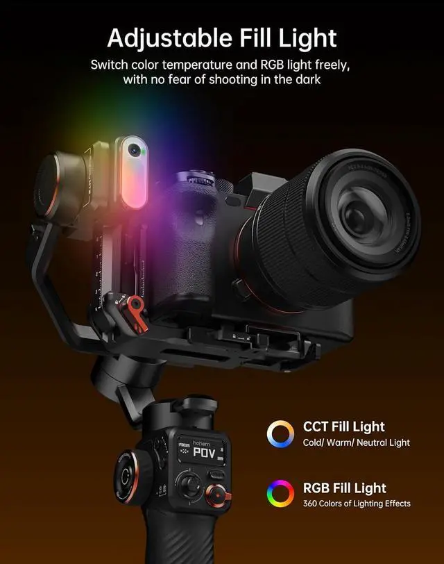 Alt view image 6 of 7 - iSteady MT2 Kit Gimbal Stabilizer for Camera, 3-Axis Gimbal for Mirrorless/Pocket/Action Camera/Smartphone, AI Tracker, Magnetic Fill Light Stabilizer, Available for Canon/Nikon/Sony