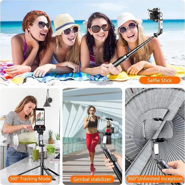 Alt view image 5 of 7 - 78.7" Selfie Stick Tripod for iPhone/Android, Auto Face Tracking Tripods with Light, Upgrade Strong Gimbal Stabilizer 360 Rotation with Remote for Content Creator Vlog Live StreamIing Video Record