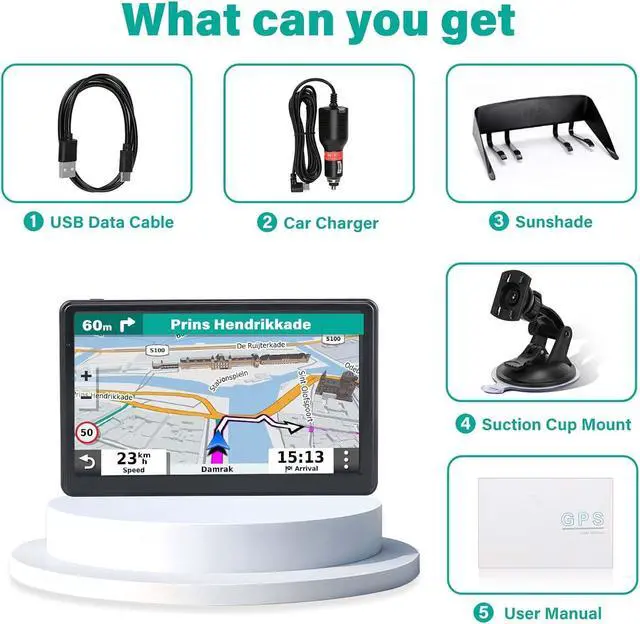 Alt view image 5 of 5 - GPS Navigator for Car Truck RV, 7 Inch GPS Navigation System, 2025 Map with Voice Guidance, Speed Alert, Red Light Warning, Custom Truck Routing, Free Lifetime Updates, Real-Time Directions (Blue)