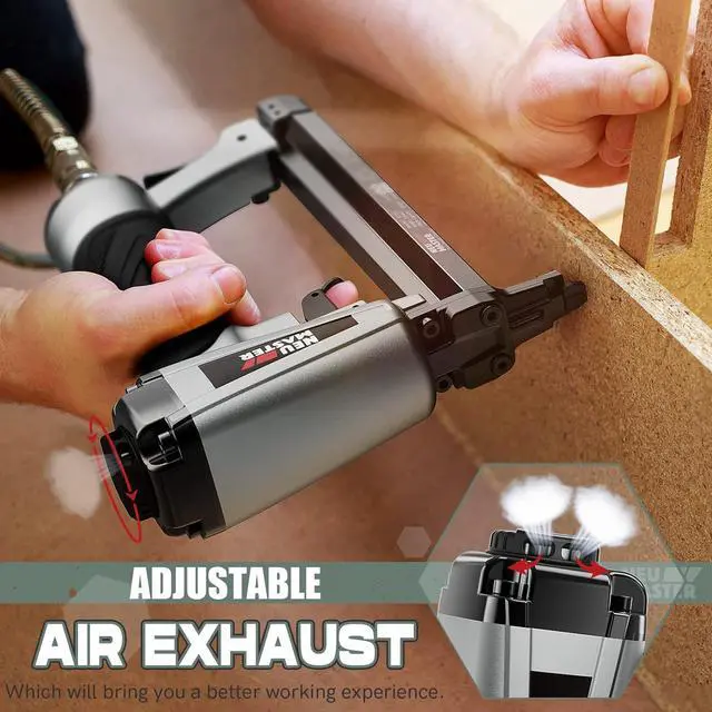 Alt view image 4 of 7 - Pneumatic Staple Gun, 20 Gauge Upholstery Stapler with 1500Pcs T50 1/4", 3/8", 5/8" Staples and BMC Carrying Case, Heavy Duty Staple Gun for Woodworking and DIY Projects