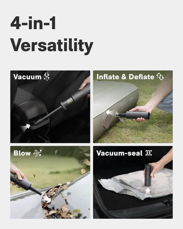 Alt view image 3 of 7 - Handheld Car Vacuum Cleaner Cordless, 4-in-1 Portable Mini Vacuum with 20000Pa Strong Suction, Electric Compressed Air Duster Blower for Car, Desk, Computer, Keyboard, Home, Office Cleaning