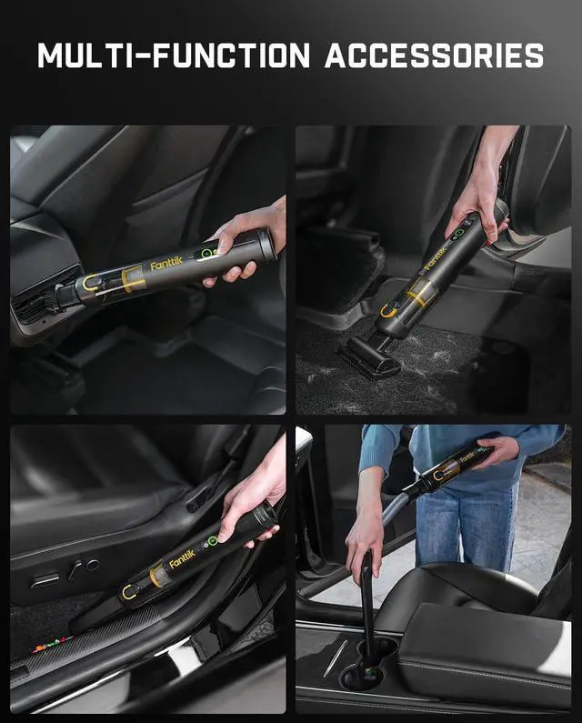 Alt view image 6 of 7 - Slim V10 APEX Cordless Car Vacuum, 4-in-1 Portable Mini Handheld Vacuum, 19000pa Suction Power, Upgraded Smart Digital Display, 2 Suction Modes for Car, Office Desk, Keyboards (Black)
