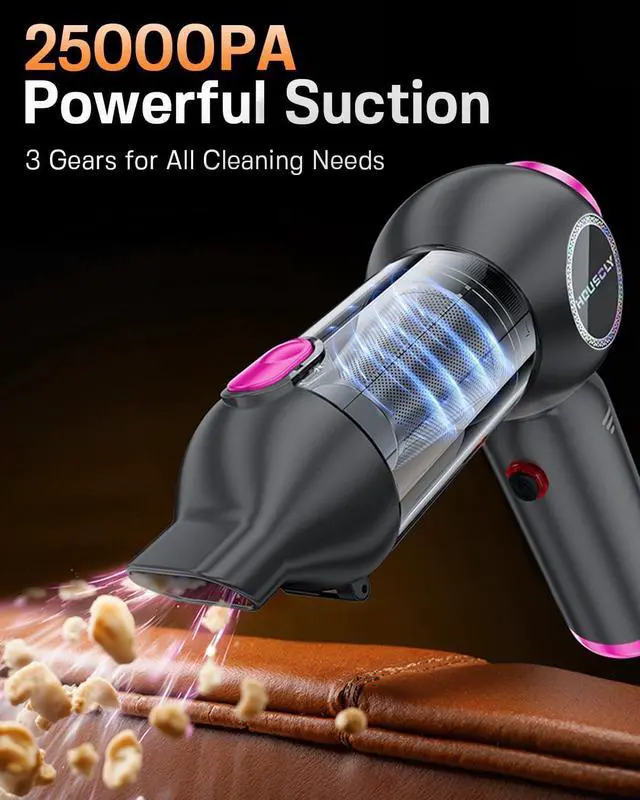 Alt view image 2 of 7 - Handheld Car Vacuum Portable Cordless 25000Pa High Power Small Mini Hand Vacuum Cleaner Rechargeable 4-in-1 Compressed Air Duster Blower Pump Wireless Handheld Vac for Car Office Desktop Home Cleaning