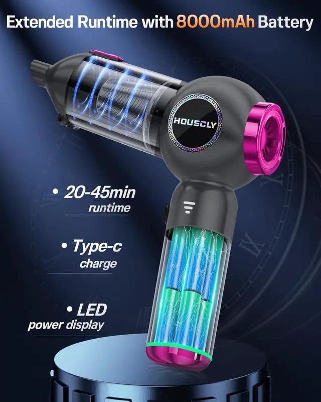 Alt view image 5 of 7 - Handheld Car Vacuum Portable Cordless 25000Pa High Power Small Mini Hand Vacuum Cleaner Rechargeable 4-in-1 Compressed Air Duster Blower Pump Wireless Handheld Vac for Car Office Desktop Home Cleaning