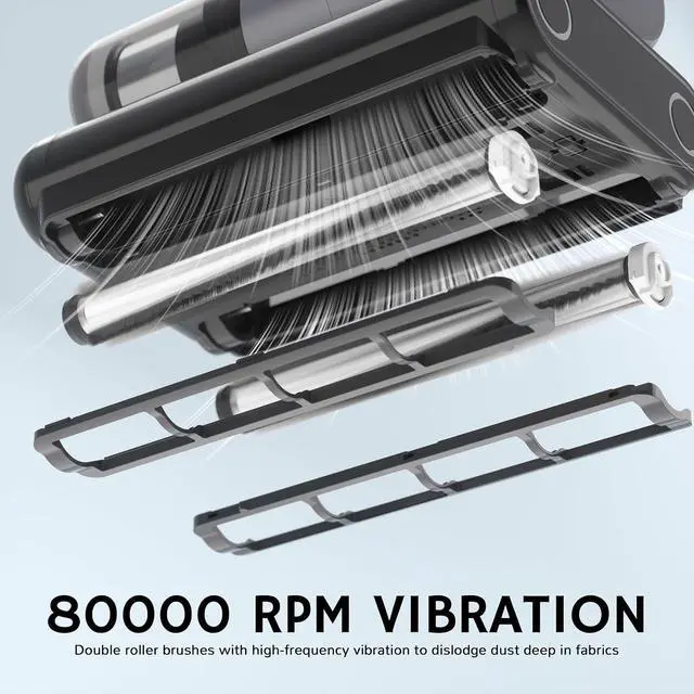 Alt view image 7 of 7 - M1 Mattress Vacuum Cleaner, 6 in 1 Bed Vacuum with High-Frequency Vibration - 80,000 RPM Dual Brushroll Rotation, UV-C Light, 14Kpa Suction, Dust Sensor, Ultrasonic and Heating Tech