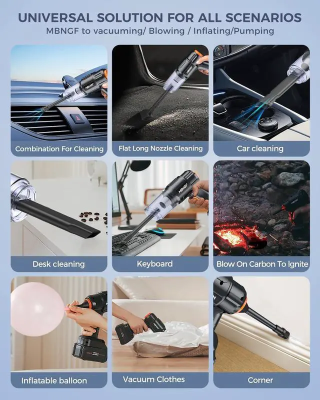 Alt view image 2 of 7 - Car Vacuum Portable Cordless,High Power Suction & Blower, Wireless Handheld Vacuum Cleaner for Car, Home, Office, Pet(Coal Black)