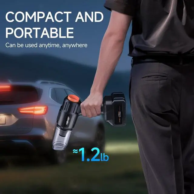 Alt view image 6 of 7 - Car Vacuum Portable Cordless,High Power Suction & Blower, Wireless Handheld Vacuum Cleaner for Car, Home, Office, Pet(Coal Black)