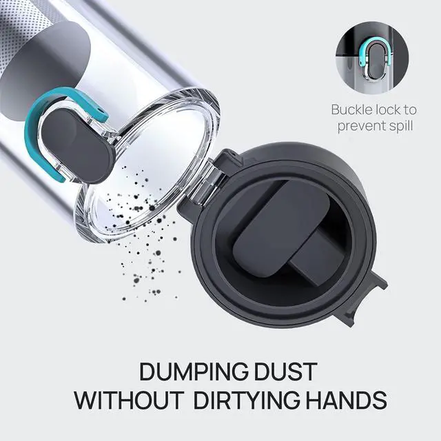 Alt view image 5 of 7 - H8 Apex Car Vacuum Cleaner, Portable Handheld Vacuum with 12000Pa High Power, Ultra-Lightweight 1.2lbs, USB-C Fast Charging, Mini Car Vacuum for Car, Home, Pet Hair, Office(Gray)