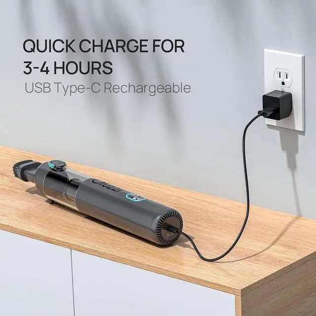 Alt view image 6 of 7 - H8 Apex Car Vacuum Cleaner, Portable Handheld Vacuum with 12000Pa High Power, Ultra-Lightweight 1.2lbs, USB-C Fast Charging, Mini Car Vacuum for Car, Home, Pet Hair, Office(Gray)