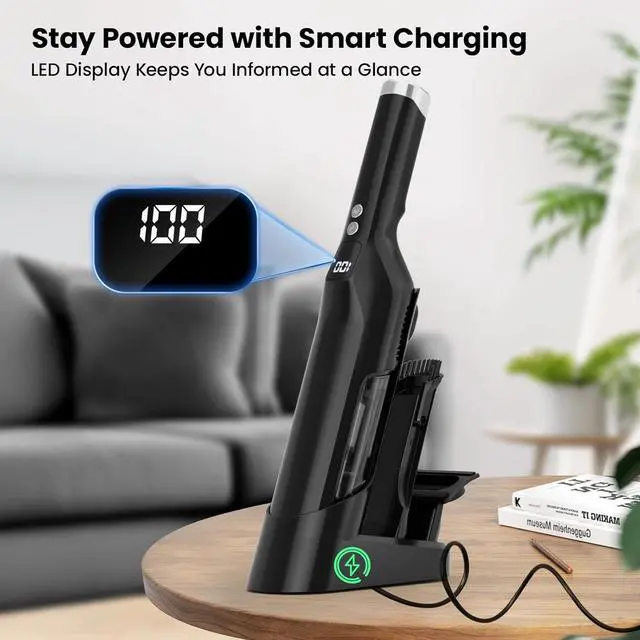 Alt view image 4 of 7 - Cordless Handheld Vacuum, 22Kpa Strong Suction Car Vacuum with Brushless Motor, Charging Dock, 2in1 Flat Nozzle, Sofa Brush, 1.5lb Portable HandHeld Vacuum with 2-Speed for Home, Car, Pet, Office