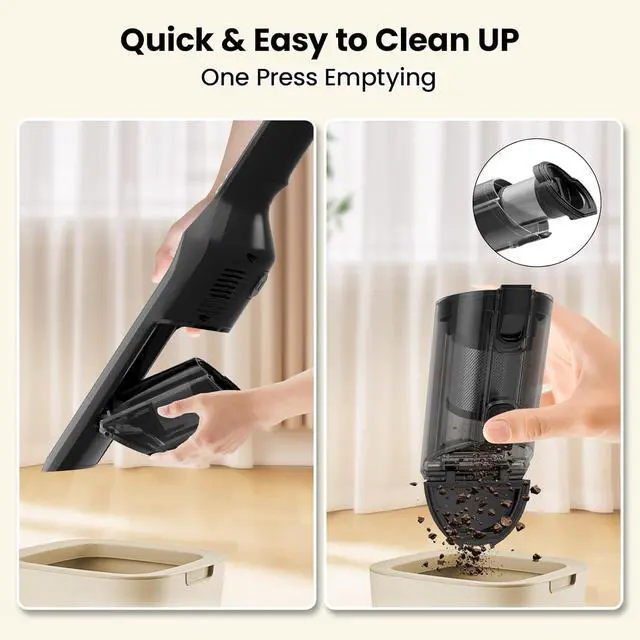 Alt view image 6 of 7 - Cordless Handheld Vacuum, 22Kpa Strong Suction Car Vacuum with Brushless Motor, Charging Dock, 2in1 Flat Nozzle, Sofa Brush, 1.5lb Portable HandHeld Vacuum with 2-Speed for Home, Car, Pet, Office