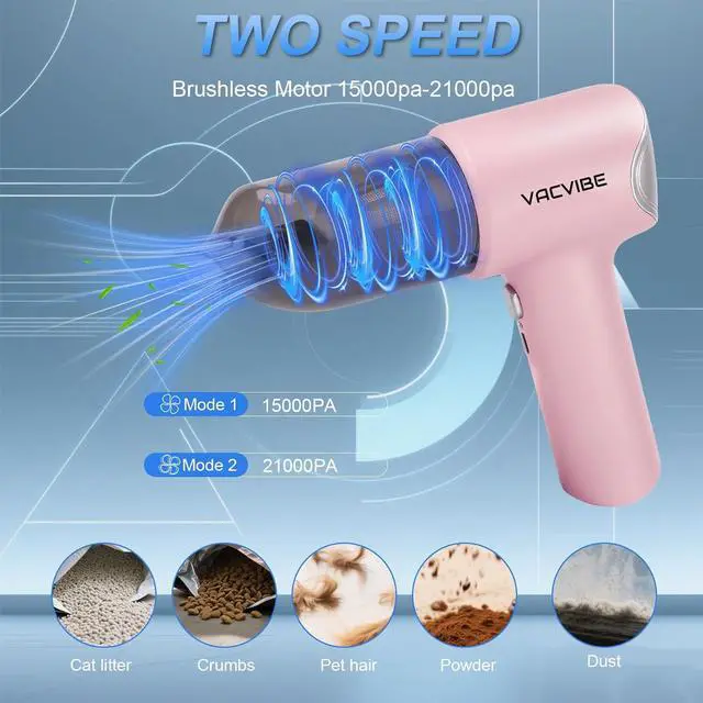 Alt view image 3 of 7 - Handheld Car Vacuum Cleaner, 21000PA 4 in 1 Portable Rechargeable Brushless Motor Car Cordless Cleaner, 120W with Multi-Nozzles for Home Office Cleaning, Present for Girl Women Pink