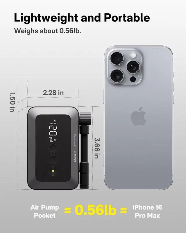 Alt view image 3 of 7 - Mini Bike Tire Pump, 25s Fast Inflate Bicycle Pump with Guage, 150PSI Portable Electric Bike Air Pump with Presta and Schrader Valve for Road Bike, Motorcycle, Mountain Bike, Car, Sports Ball