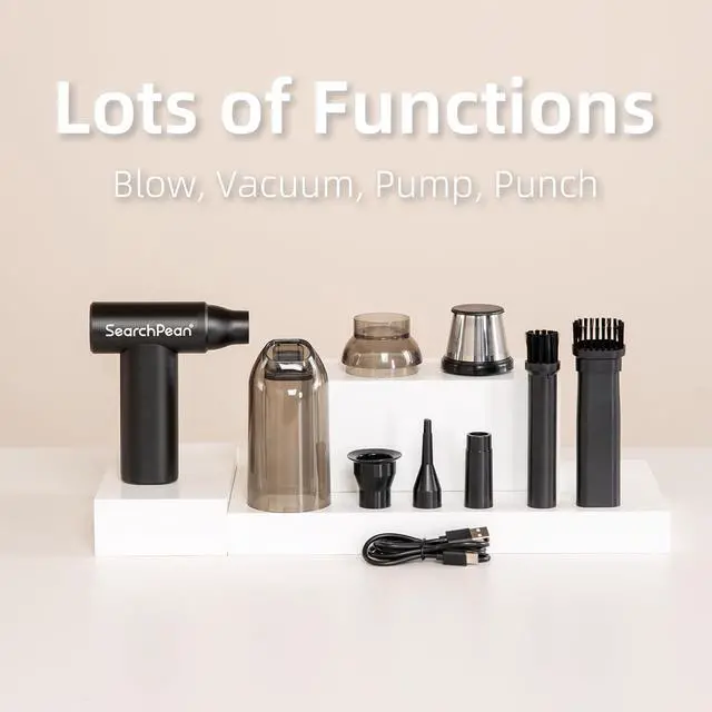 Alt view image 5 of 6 - Mini 4 in 1 Compressed Air Duster & Vacuum, 150000RPM with Strong Suction Rechargeable Cordless for Home Coffee Bar Grinder Keyboard Computer Car Aeolus