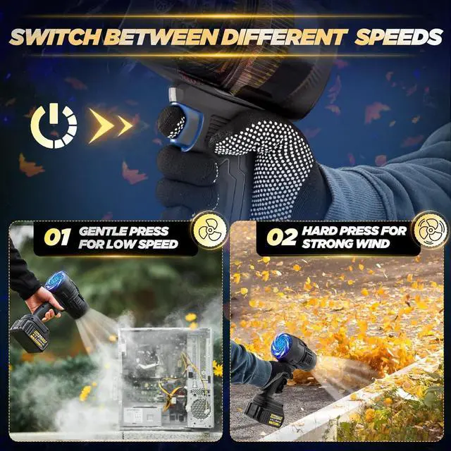 Alt view image 7 of 7 - Sakerplus Portable Dust Cleaner,Compressed Air Duster with Adjustable Speed,2025 Upgraded Handheld Cordless Leaf Blower Dust Cleaner,Jet Dry Blower Fan for Outdoor,Cleaning,Camping (Black 1 Battery)