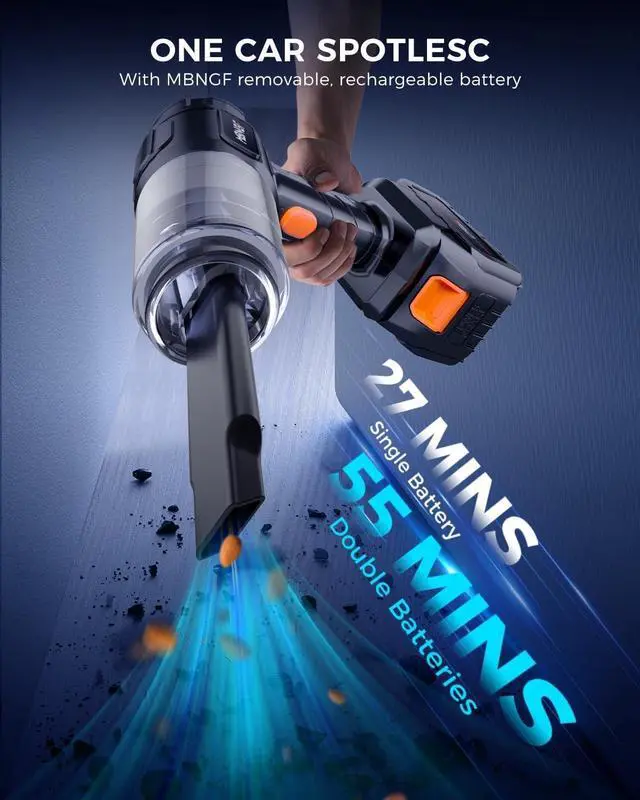 Alt view image 4 of 7 - Car Vacuum Portable Cordless,High Power Suction & Blower, Wireless Handheld Vacuum Cleaner for Car, Home, Office, Pet(Coal Black)