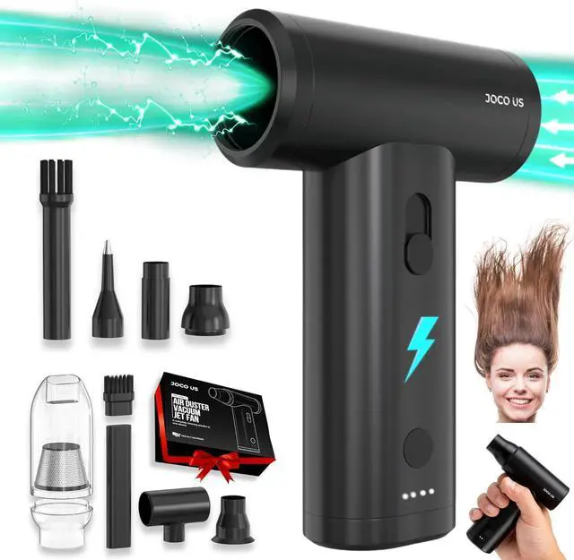 Main image of 2025 Upgraded Metal Compressed Air Duster and Vacuum Cleaner 8-in1 Replaced Can Air, 110k RPM, 4000mAh, Quick Charge Cordless Jet Blower for Keyboard-Office-Home-Electronic-Inflator