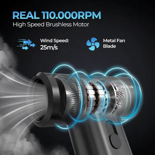 Alt view image 5 of 6 - 2025 Upgraded Metal Compressed Air Duster and Vacuum Cleaner 8-in1 Replaced Can Air, 110k RPM, 4000mAh, Quick Charge Cordless Jet Blower for Keyboard-Office-Home-Electronic-Inflator