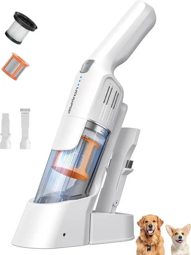 Main image of Cordless Handheld Vacuum, 24KPA Powerful Car Vacuum, Rechargeable, Charging Dock, Ergonomic Handle, 2-in-1 Crevice Tool, 1.8lb Portable Vacuum Cleaner with 2-Speed for Car, Home, White