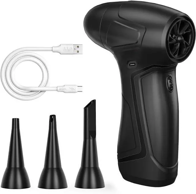 Rechargeable Compressed Air Duster for PC Computer, Cordless Mini Air Blower Portable, Super Powerful Dust Blower Speed Adjustable, Air Duster for Home, Outdoor, Leaf, Keyboard, Car Cleaning