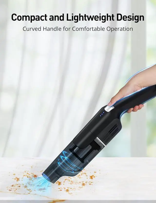 Alt view image 6 of 7 - Successor Handheld Vacuum, Cordless Vacuum 15KPA Powerful Car Vacuums, Rechargeable, Charging Dock, Ergonomic Handle, 2-in-1 Crevice Tool, Portable Handheld Vacuums with 2-Speed for Car