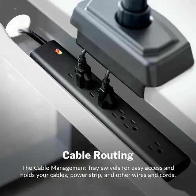 Alt view image 3 of 6 - Cable Management Tray - Under Desk Cord & Wire Organizer - Ideal for Home Office Sit Stand Desks - Fits Adjustable Electric Standing Desk 48x30, 60x30, 60x24, 72x30 - Easy Assembly (White)