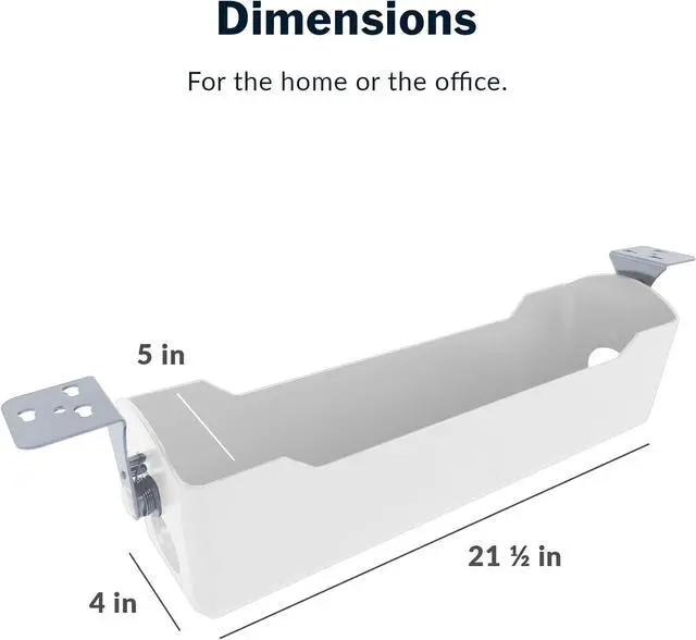 Alt view image 6 of 6 - Cable Management Tray - Under Desk Cord & Wire Organizer - Ideal for Home Office Sit Stand Desks - Fits Adjustable Electric Standing Desk 48x30, 60x30, 60x24, 72x30 - Easy Assembly (White)