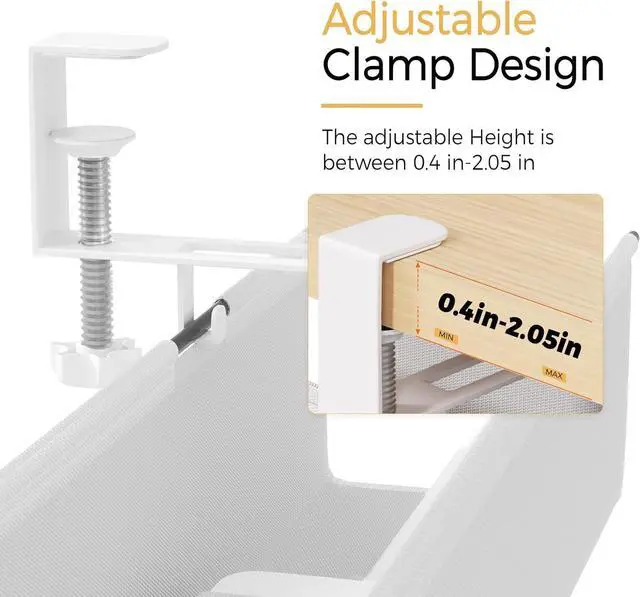 Alt view image 3 of 7 - Under Desk Cable Management Tray 39.7" - No Drill Computer Wire Organizer Cable Tray, Fabric Cord Hider Clamp Mount, with 16X Cable Ties PC Cables Management Cord Holder for Office/Home (White)