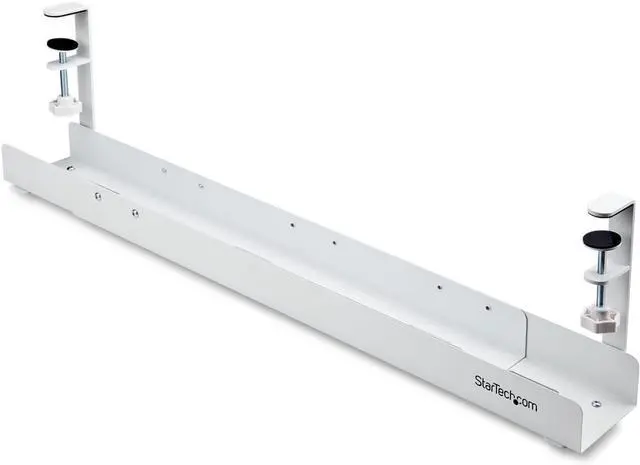 Main image of .com Under Desk Cable Management Tray, Length Adjustable, Clamp-On Installation, No Drilling Required, White