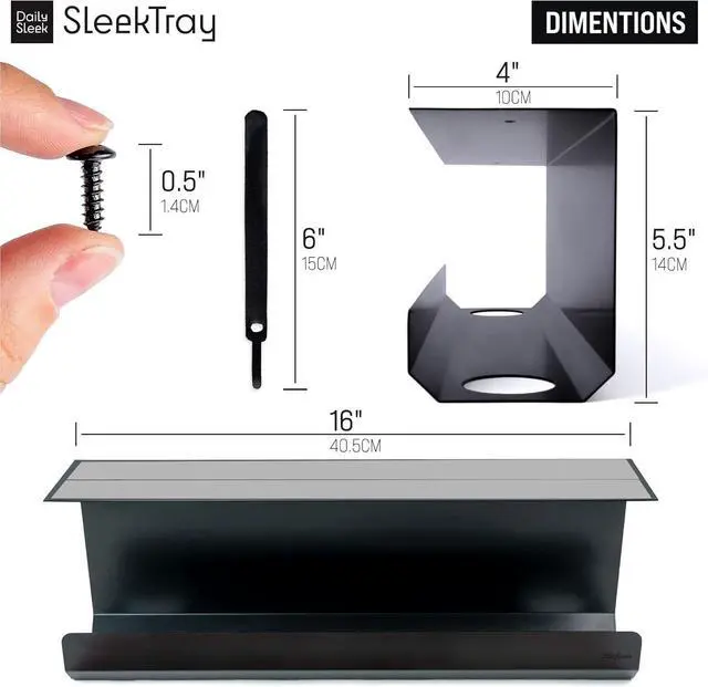 Alt view image 6 of 7 - SleekTray Under Desk Cable Management Tray No Drill Wire Organizer for Standing Desk Large Sturdy Black Steel Rack, Raceway for Cords/Power Strip/Power Bricks | 2-Pack