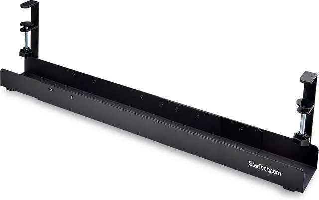 Alt view image 7 of 7 - .com Under Desk Cable Management Tray, Length Adjustable, Clamp-On Installation, No Drilling Required, Black