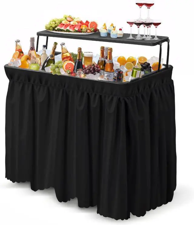 Main image of Portable Cooler Table with Extra Storage Shelf, Alloy Steel, Black, Picetable Model