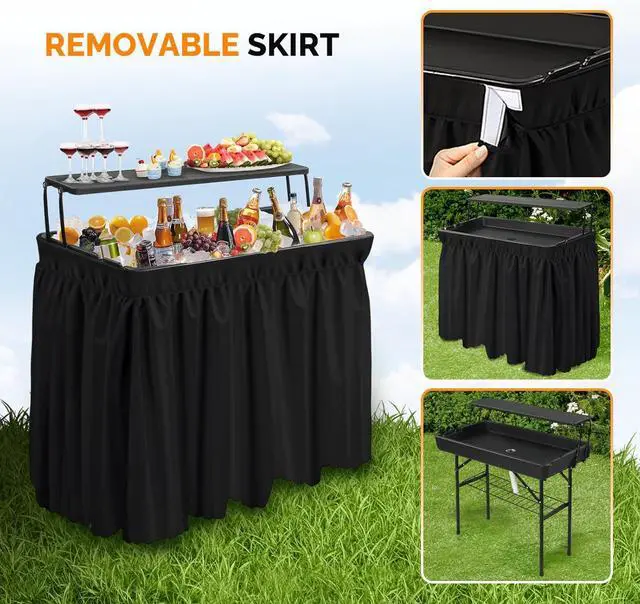 Alt view image 5 of 7 - Portable Cooler Table with Extra Storage Shelf, Alloy Steel, Black, Picetable Model