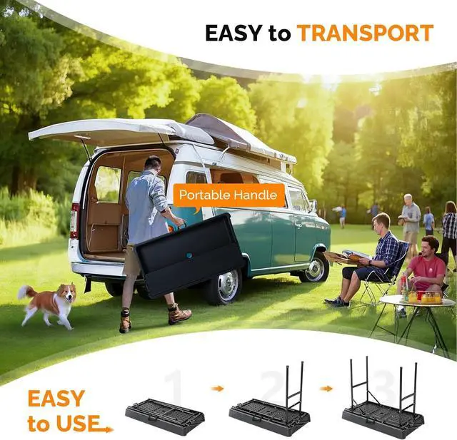 Alt view image 7 of 7 - Portable Cooler Table with Extra Storage Shelf, Alloy Steel, Black, Picetable Model