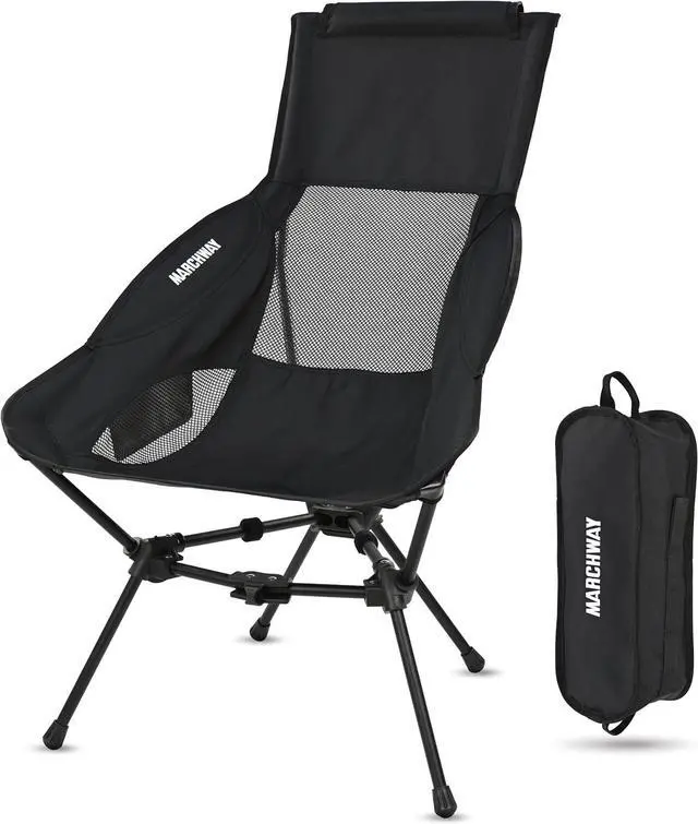 Main image of Lightweight Folding High Back Camping Chair with Head Support, Stable Portable Compact for Outdoor Camp, Travel, Beach, Picnic, Festival, Hiking, Backpacking (Highback Black)