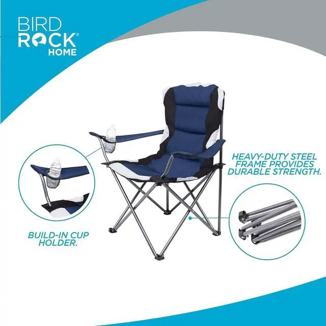 Alt view image 6 of 7 - Padded Camping Folding Chair - Comfortable Outdoor Sports Chairs w/Cup Holder, Portable Carry Bag - for Beach, Park, Soccer, Baseball, Softball, Picnic, Adults - Navy Blue 1 - Pack