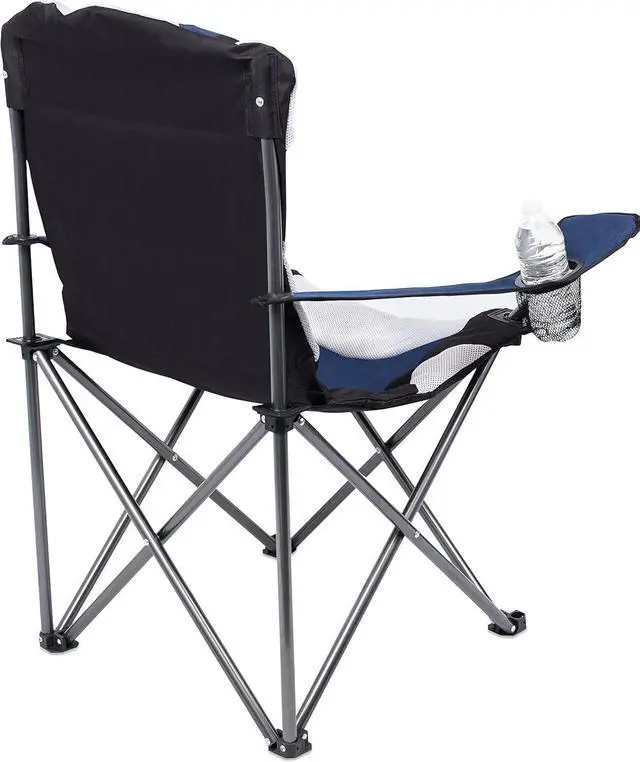 Alt view image 7 of 7 - Padded Camping Folding Chair - Comfortable Outdoor Sports Chairs w/Cup Holder, Portable Carry Bag - for Beach, Park, Soccer, Baseball, Softball, Picnic, Adults - Navy Blue 1 - Pack