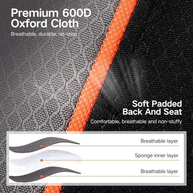 Alt view image 3 of 7 - Oversized Folding Camping Chair, Heavy Duty Portable Lawn Chairs with Cooler Bag, Side Pocket & Cup Holder, Folding Chairs for Outside Support 450 LBS