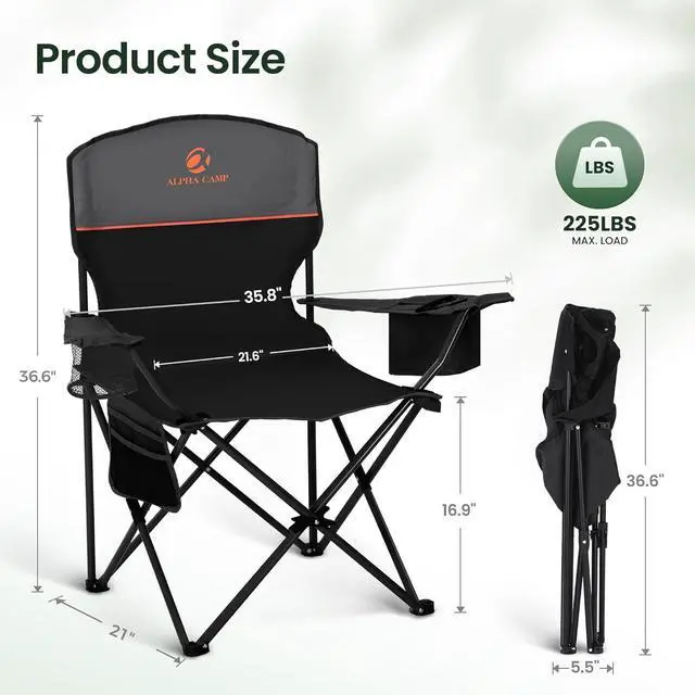 Alt view image 3 of 7 - 2 Pack Portable Camping Chair for Adults, Folding Outdoor Camp Chair Lightweight Lawn Chairs Folding Collapsible Chair for Camping, Tailgates, Beach, Black, Support 250 lbs