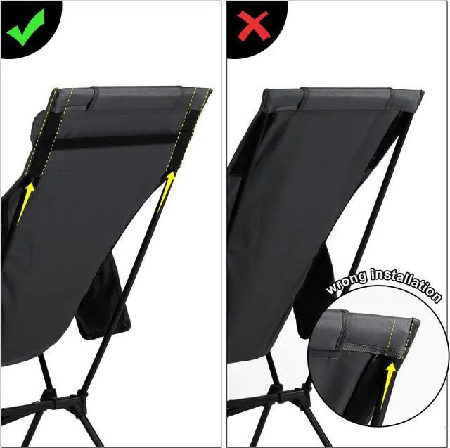 Alt view image 6 of 7 - Portable High Back Camping Chair, Support Heavy Duty 440 lbs, Compact Folding Chair with Detachable Pillow for Camp, Hiking, Backpacking (Black)