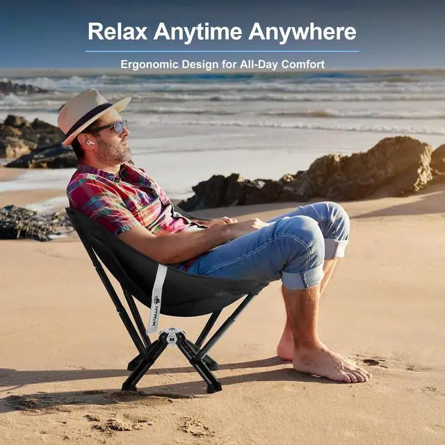 Alt view image 5 of 7 - Camping Chairs for Adults, Supports 600 Lbs Lightweight Folding Camping Chair, Collapses to Size of Water Bottle Portable Camping Chair for Outdoor, Beach, Lawn, Travel, Picnics