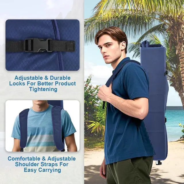 Alt view image 5 of 6 - Folding Camping Chairs Canopy Outdoor: Sports Portable Beach Chair with Canopy-Lawn Beach Chairs with Umbrella for Adults-Camping Chair with Shade for Fishing Camp Heavy Duty (Regular, Navy Blue)