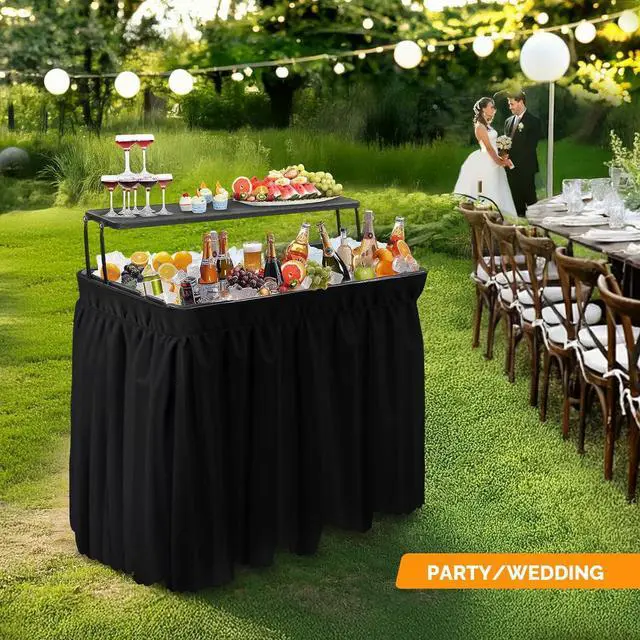 Alt view image 2 of 7 - Portable Cooler Table with Extra Storage Shelf, Alloy Steel, Black, Picetable Model